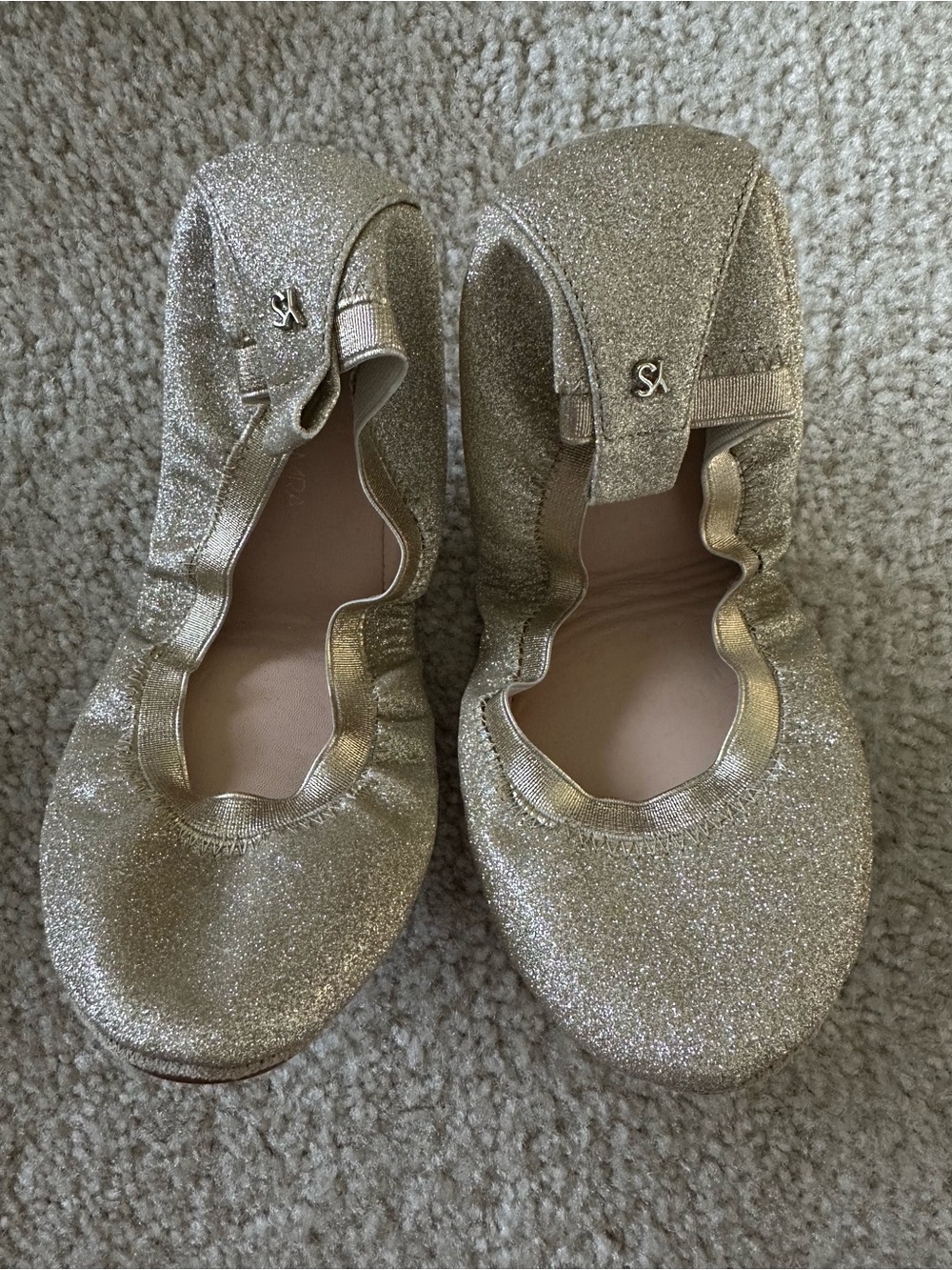 Yosi Samra Samara Glitter Foldable Ballet Flats (size 7)